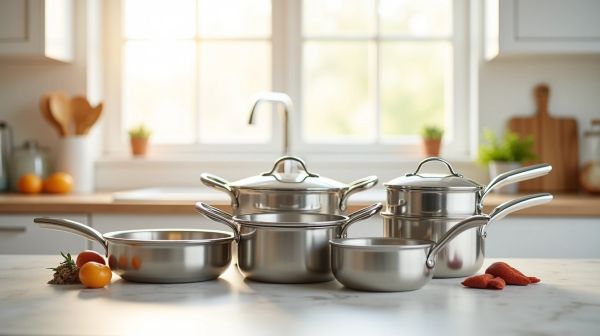 Un set de poêles en inox pour une cuisine saine et durable